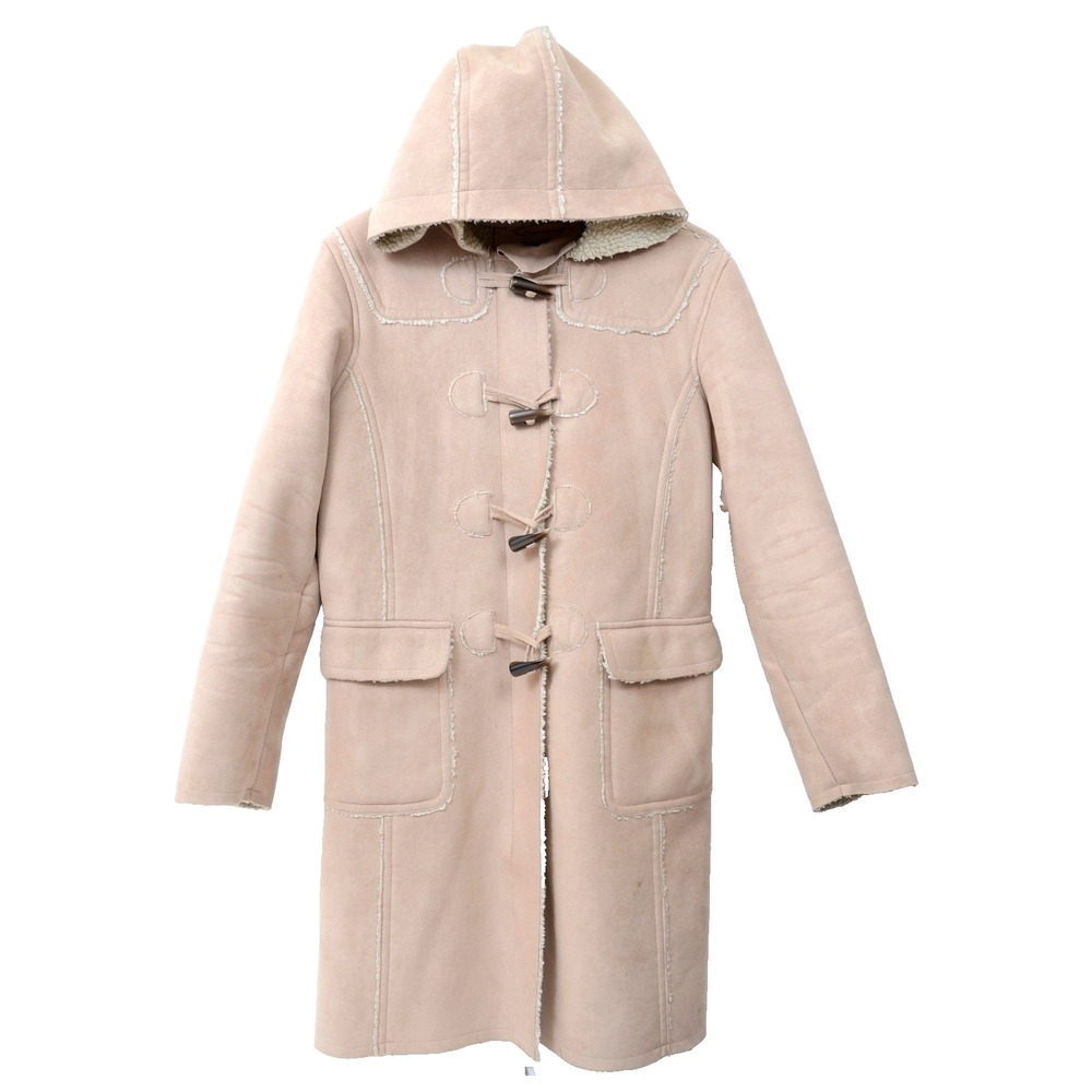 GAP Women's M Shearling Toggle Hooded Jacket Long Coat Winter Parka Overcoat